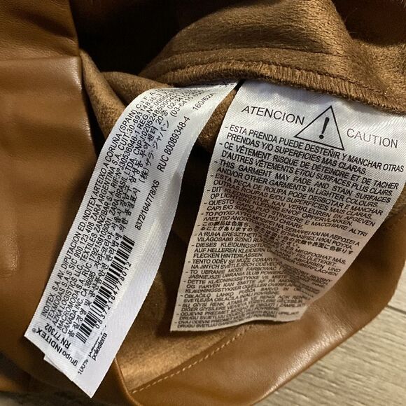 Zara Brown Faux Vegan Leather Twist Front Mini Skorts - Picture 3 of 4